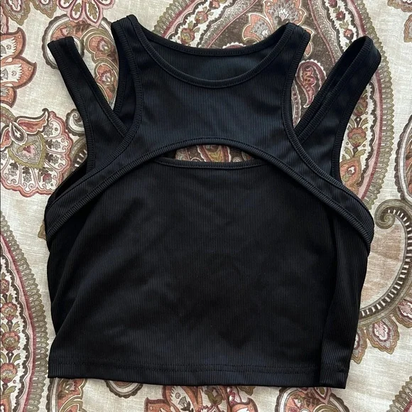 Black Ribbed Women's Tank Top - Picture 1 of 1
